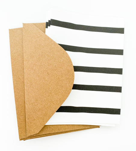 Patterned Note Card - Black Stripe (with envelopes)