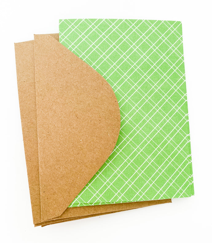 Patterned Note Cards - Apple Green (with envelopes)