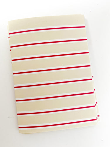 Patterned Note Card - Light Birch & Red Stripe